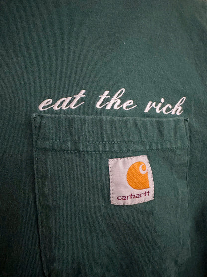 Eat the Rich Green Pocket Tee M