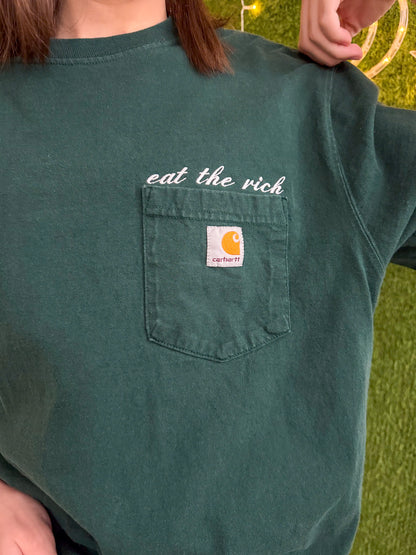 Eat the Rich Green Pocket Tee M