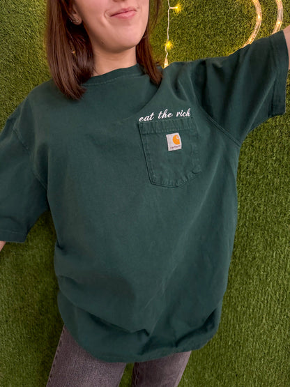 Eat the Rich Green Pocket Tee M