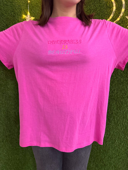 Queerness is Beautiful Pink T-Shirt XL