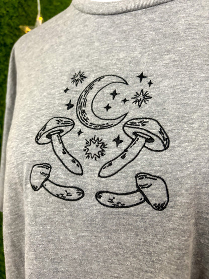 Moon & Shrooms Grey T-Shirt L