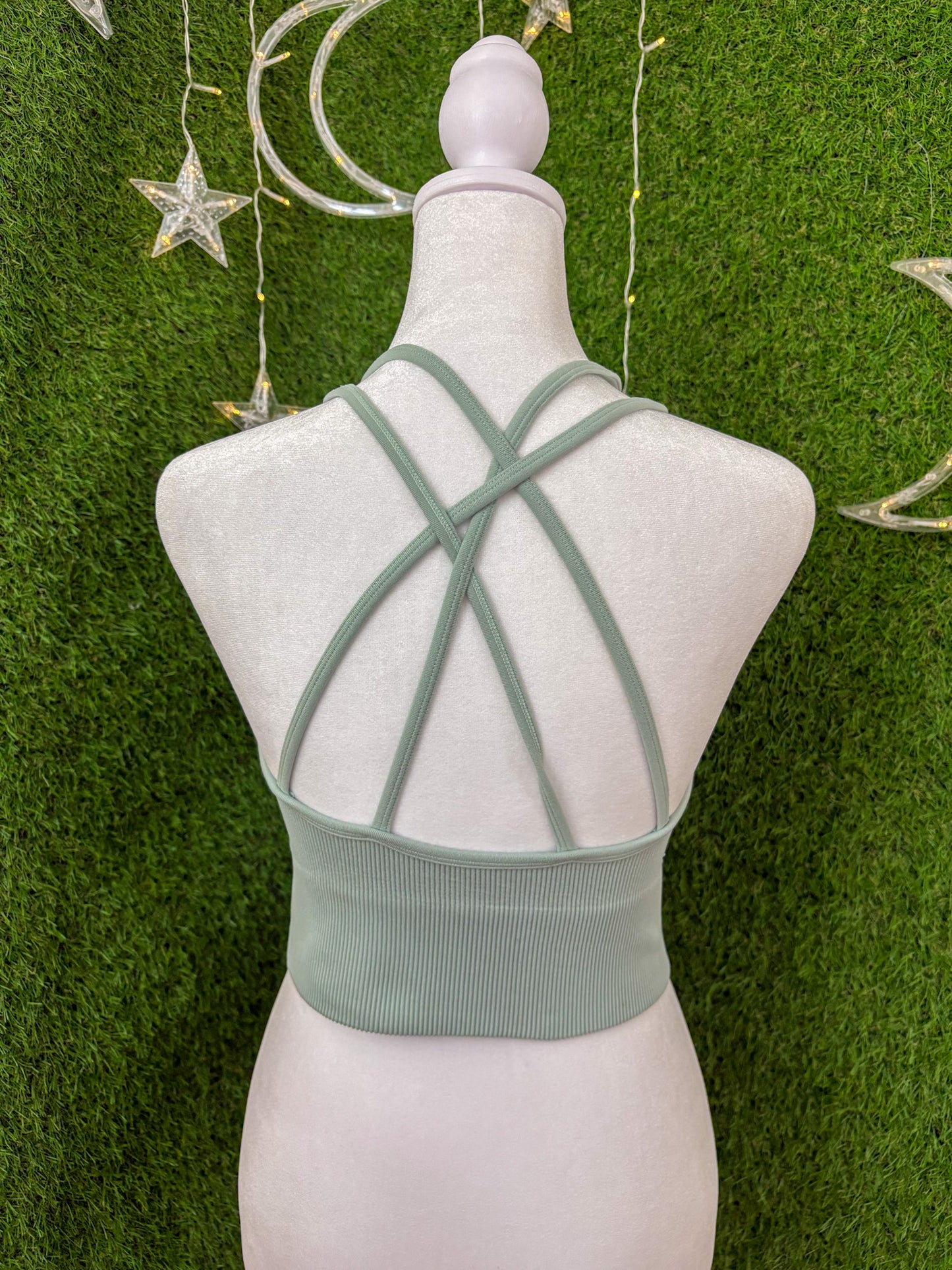 Planets Green Tank Top Open Back L