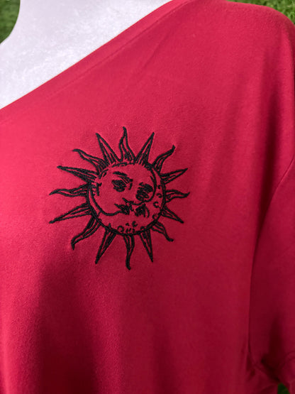 Moon & Sun Red V-Neck T-Shirt 3XL