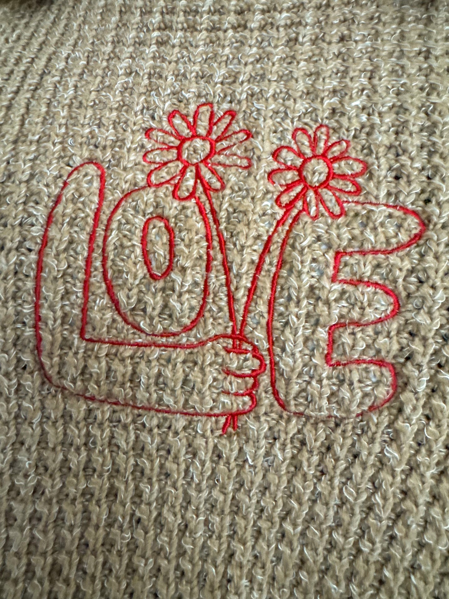 Love Flowers Brown Sweater L