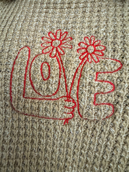 Love Flowers Brown Sweater L