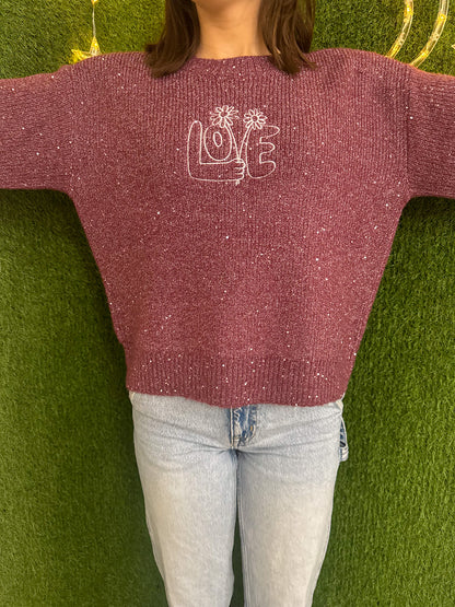 Love Flowers Sparkle Cropped Sweater 2XL