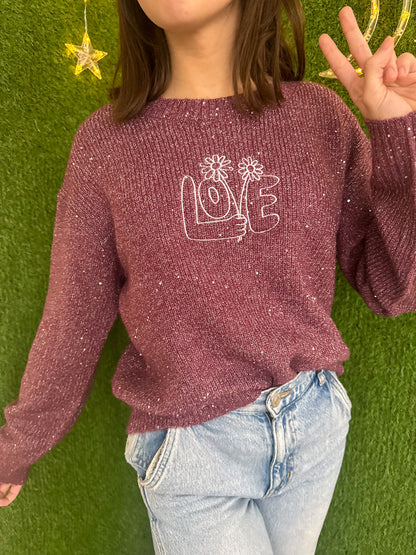 Love Flowers Sparkle Cropped Sweater 2XL