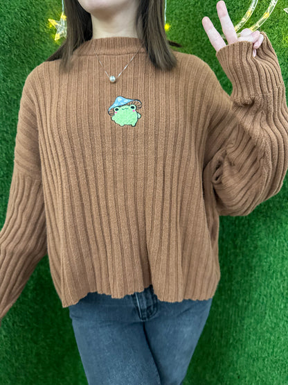 Mushroom Frog Brown Turtleneck L