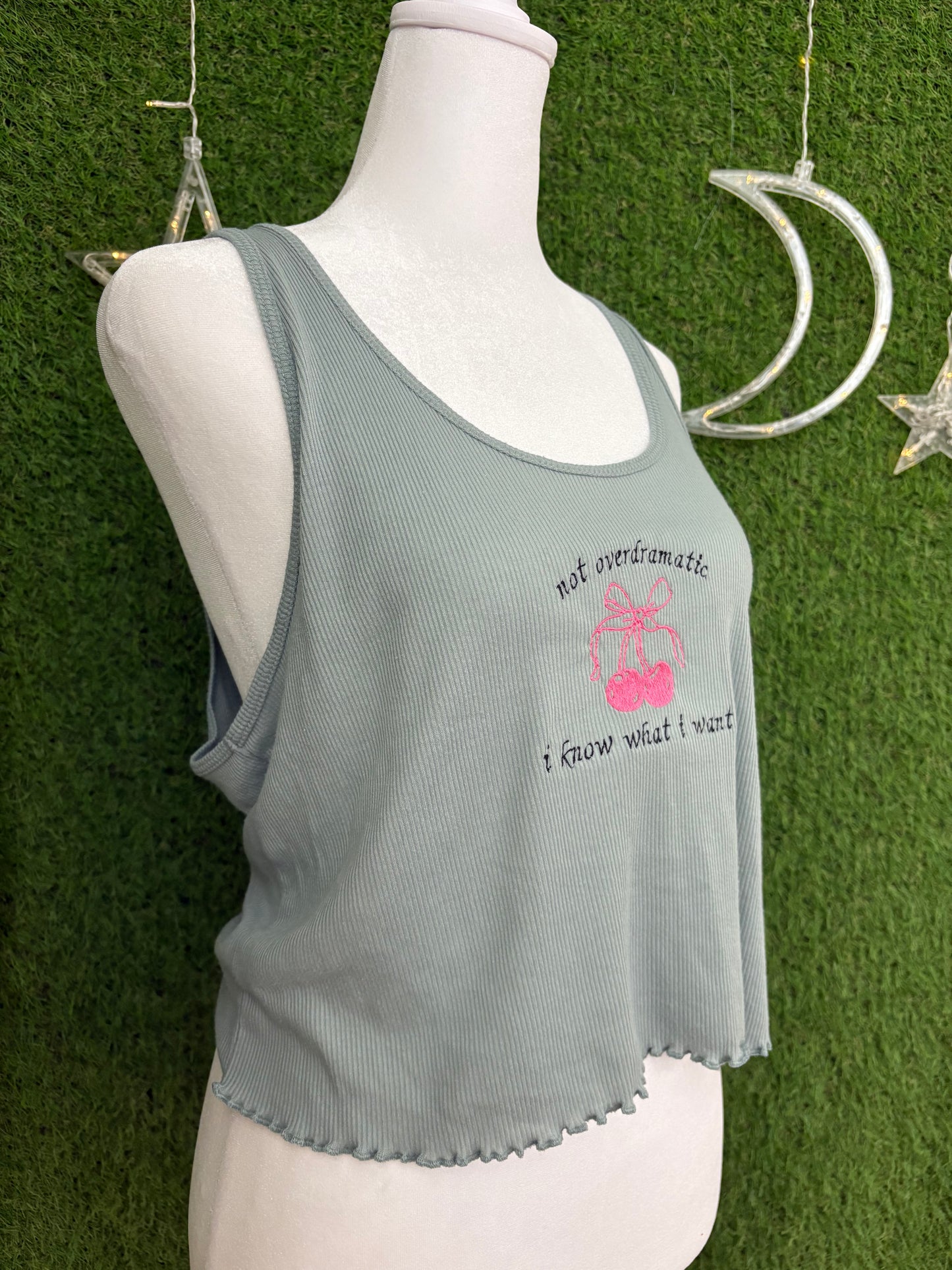 Not Overdramatic Green Tank Top XL