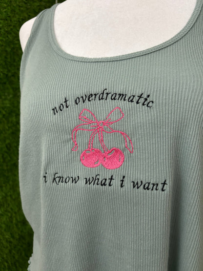 Not Overdramatic Green Tank Top XL
