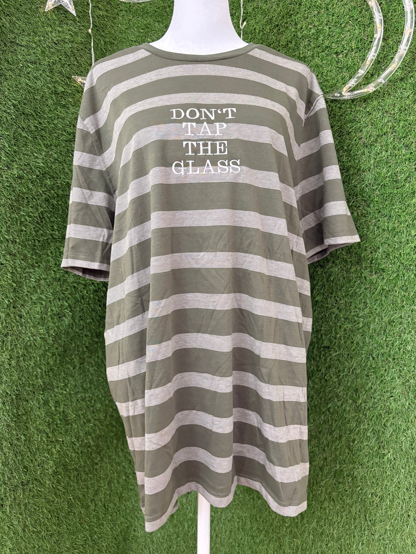 Don't Tap the Glass Green Striped T-Shirt XL