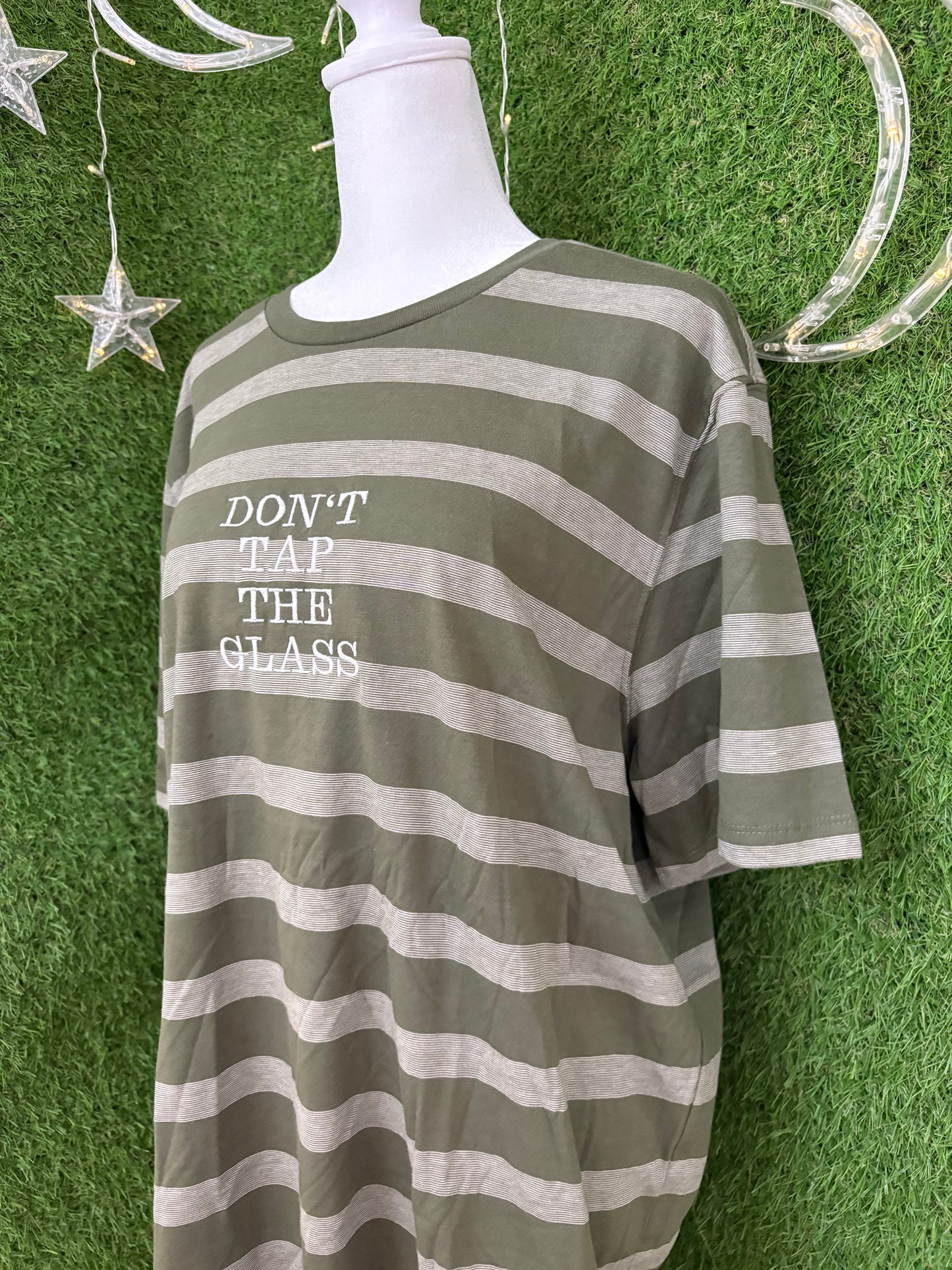 Don't Tap the Glass Green Striped T-Shirt XL