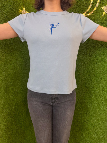 Little Fairy Blue Ribbed Tee L