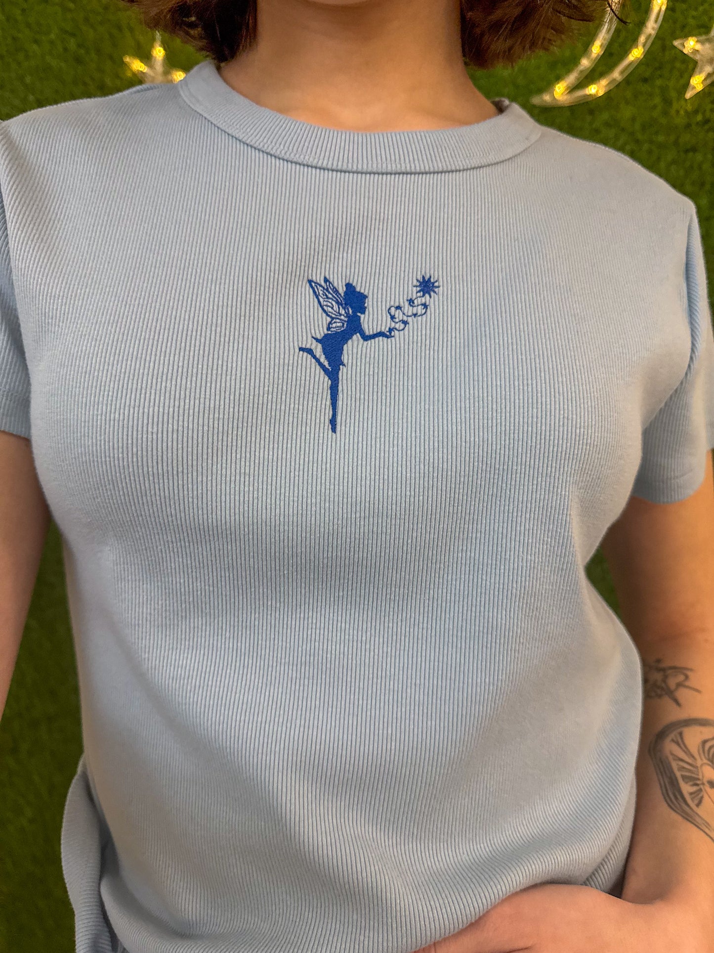 Little Fairy Blue Ribbed Tee L