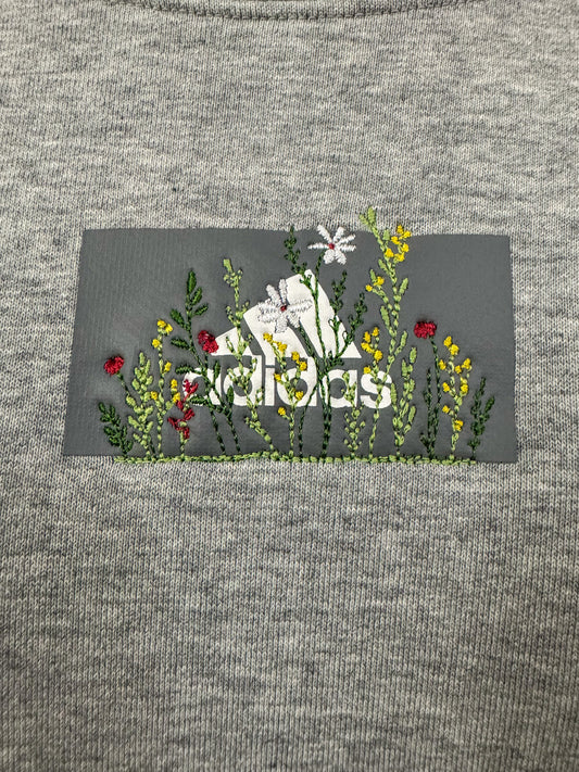 Adidas Floral Logo Grey Crewneck L