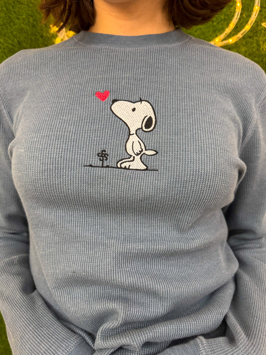 Snoopy Blue Thermal Long Sleeve S