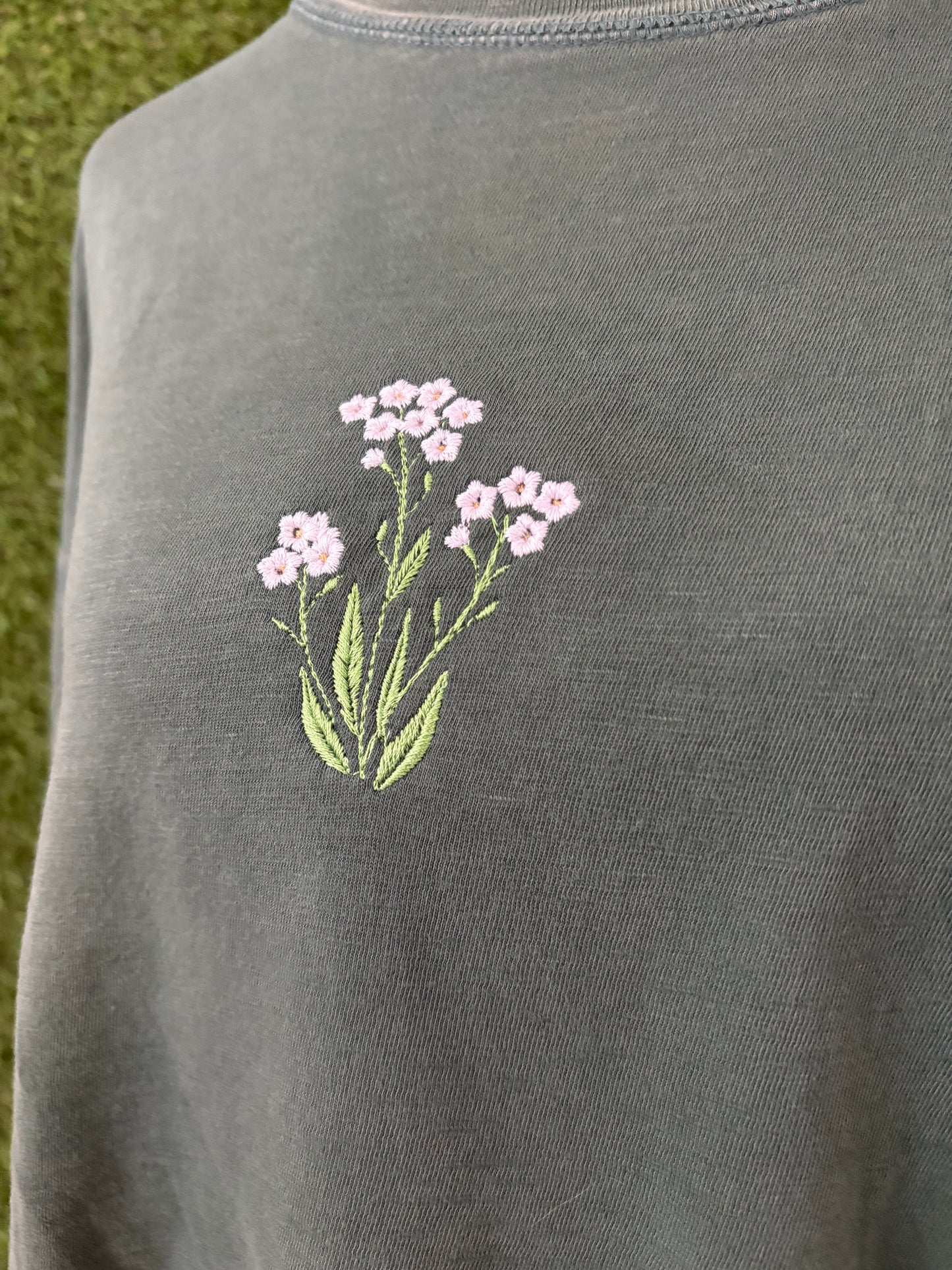 Little Flowers Green Crop Top S