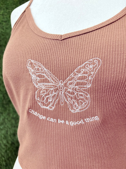 Change Can Be Good Brown Tank Top M