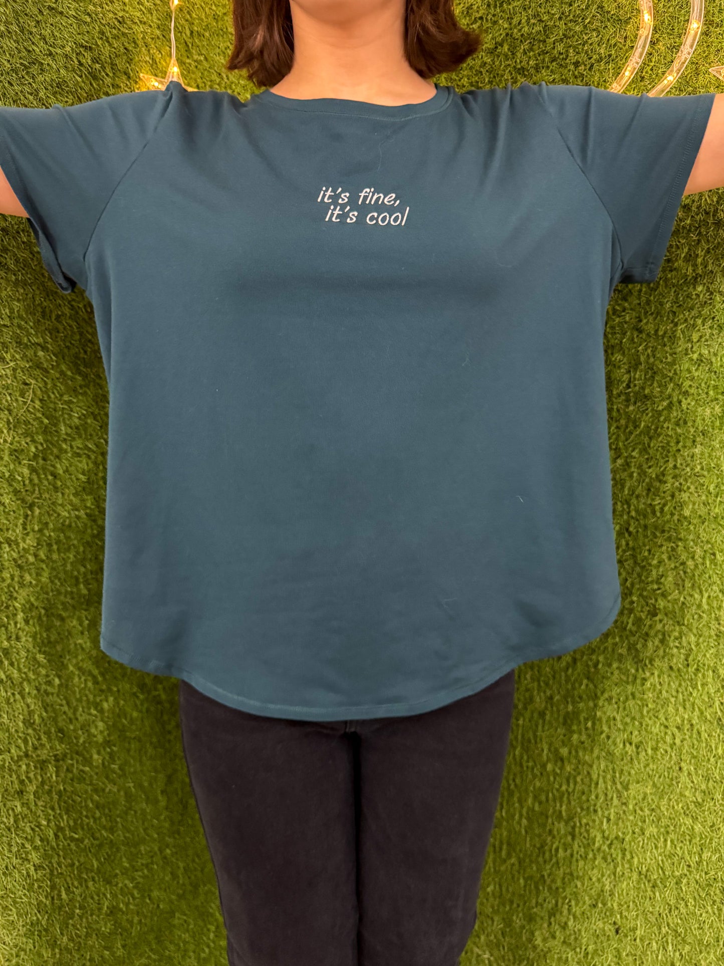 It's Fine, It's Cool Teal T-Shirt 2XL