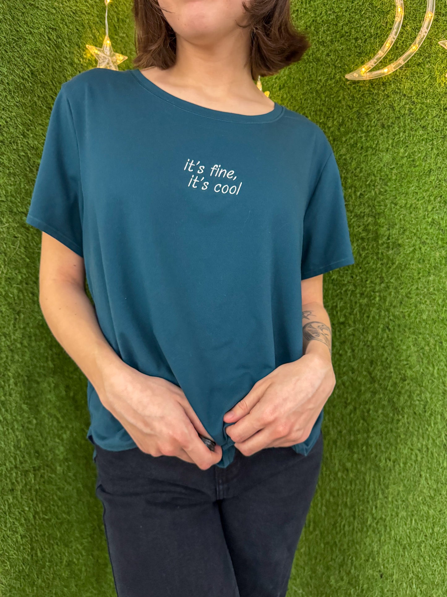 It's Fine, It's Cool Teal T-Shirt 2XL