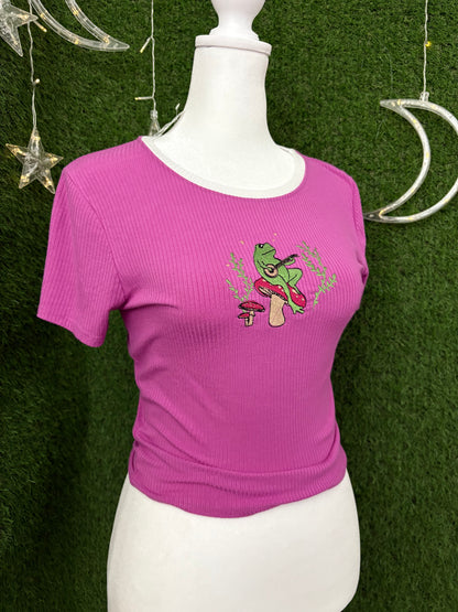 Banjo Frog Pink Crop Top L
