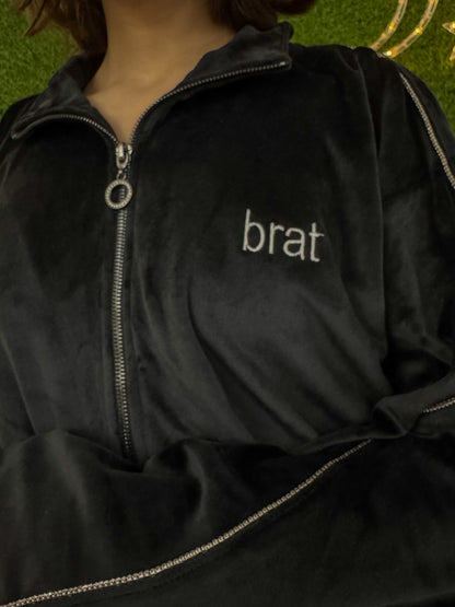 Brat Velvet Cropped Zip-up XL