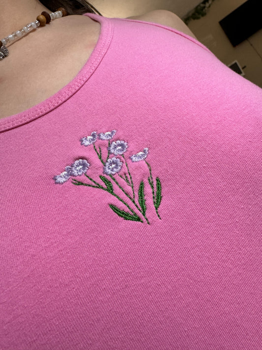 Little Flowers Pink Tank Bodysuit M