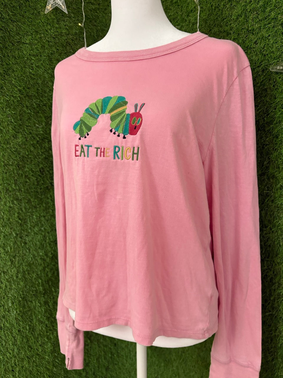 Eat the Rich Caterpillar PInk Long Sleeve XL