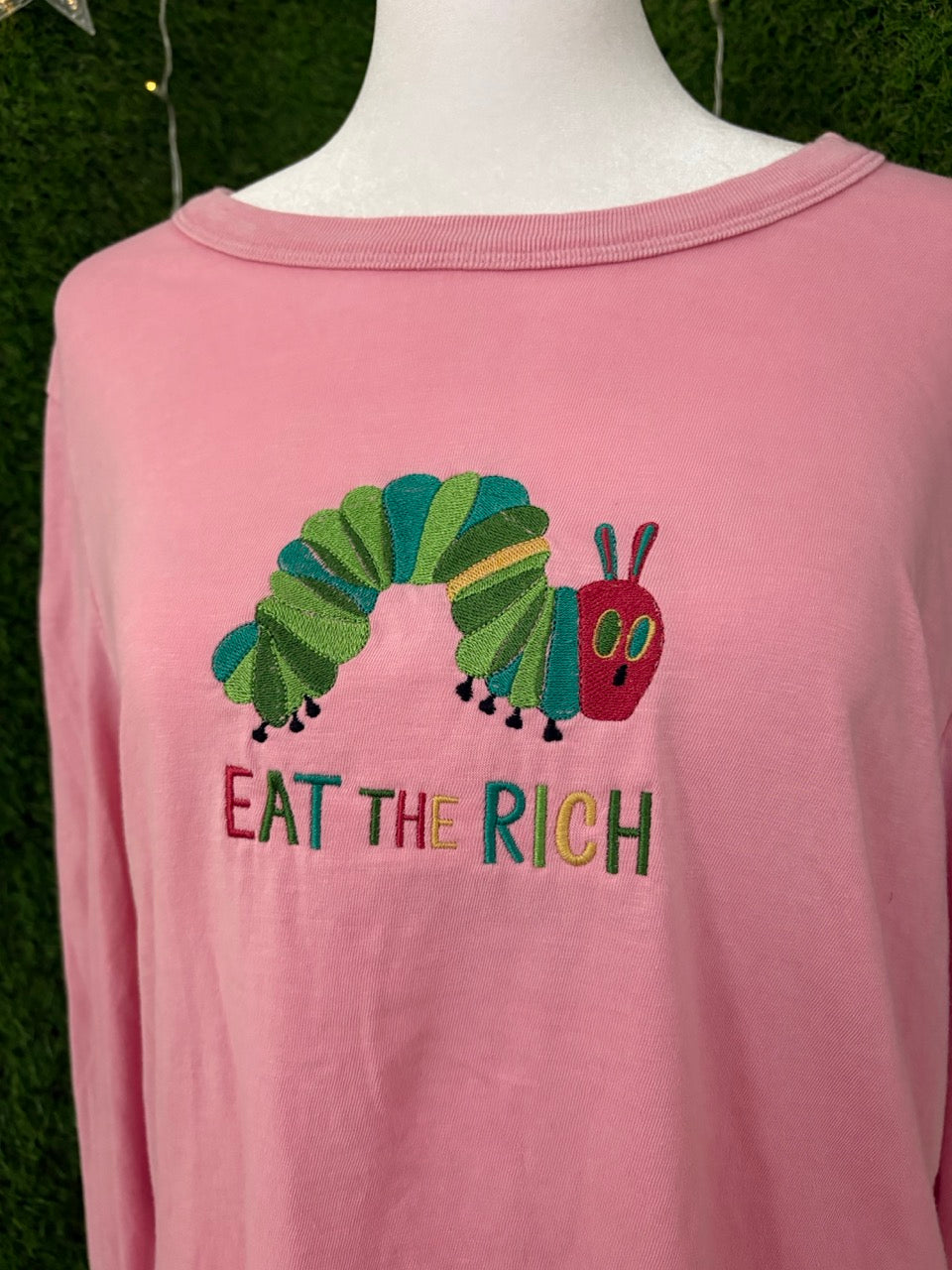 Eat the Rich Caterpillar PInk Long Sleeve XL
