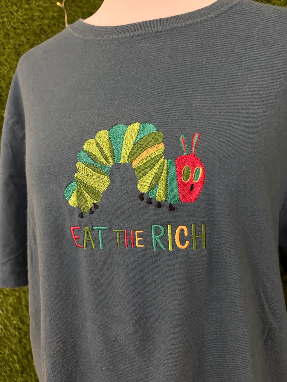 Eat the Rich Caterpillar Blue T-Shirt M