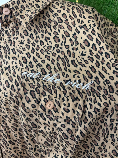 Eat the Rich Leopard Button Up 2XL