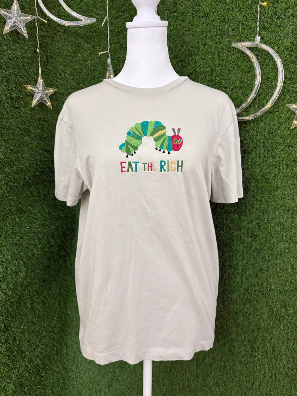 Eat the Rich Caterpillar Khaki T-Shirt S