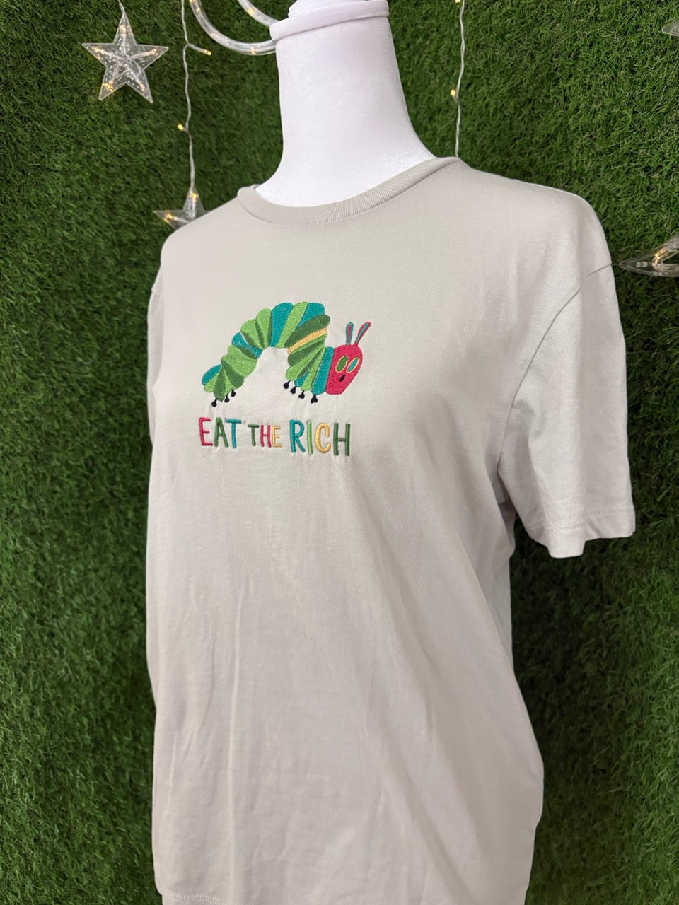 Eat the Rich Caterpillar Khaki T-Shirt S