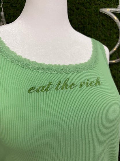 Eat the Rich Green Laced Tank XS