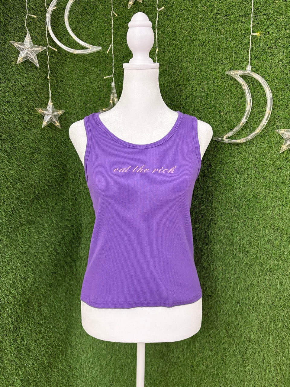 Eat the Rich Purple Tank Top L