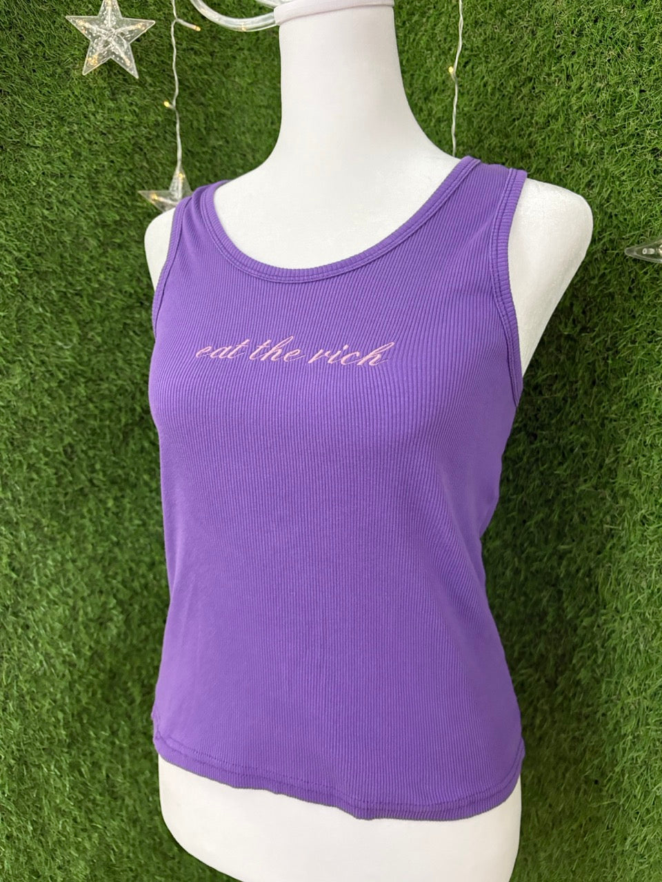 Eat the Rich Purple Tank Top L