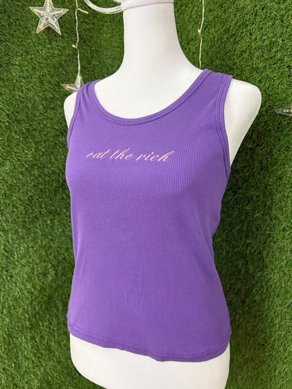 Eat the Rich Purple Tank Top L