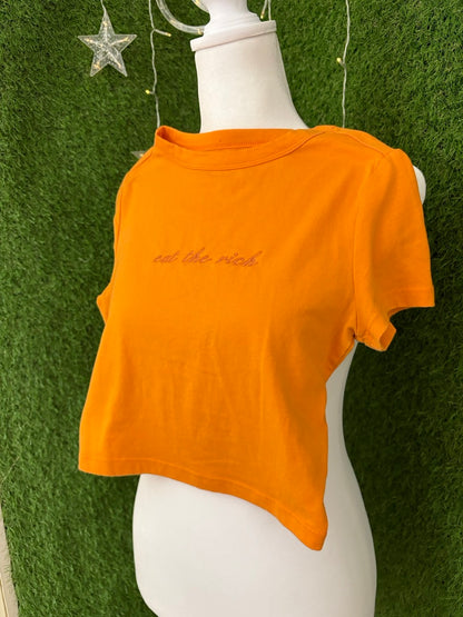 Eat the Rich Orange Baby Tee XXS