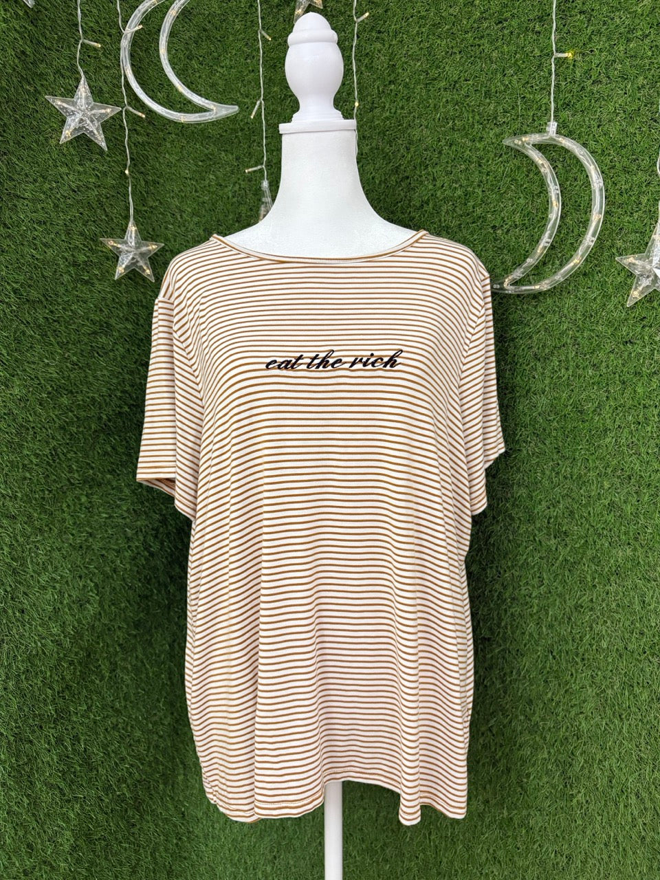 Eat the Rich Striped Tee XL