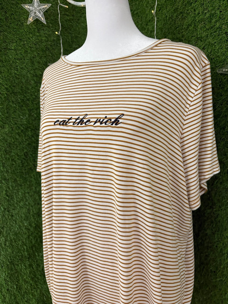 Eat the Rich Striped Tee XL