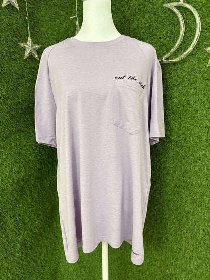 Eat the Rich Purple Pocket Tee L
