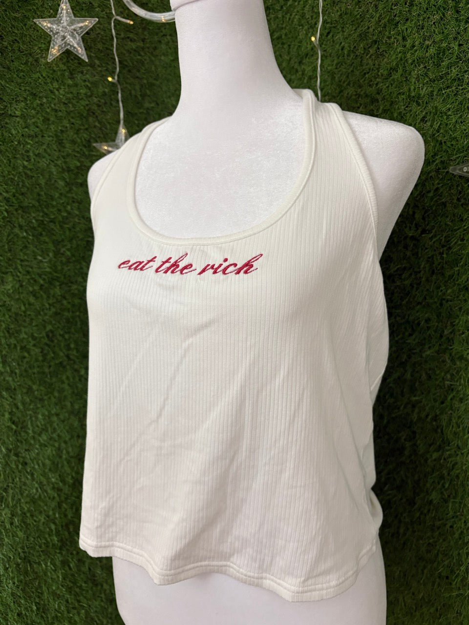 Eat the Rich White Halter Top 2XL