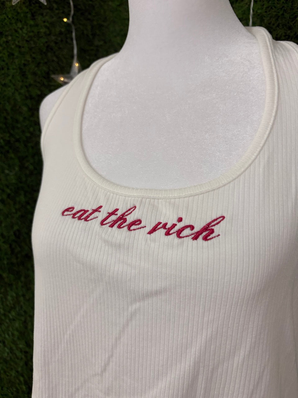 Eat the Rich White Halter Top 2XL