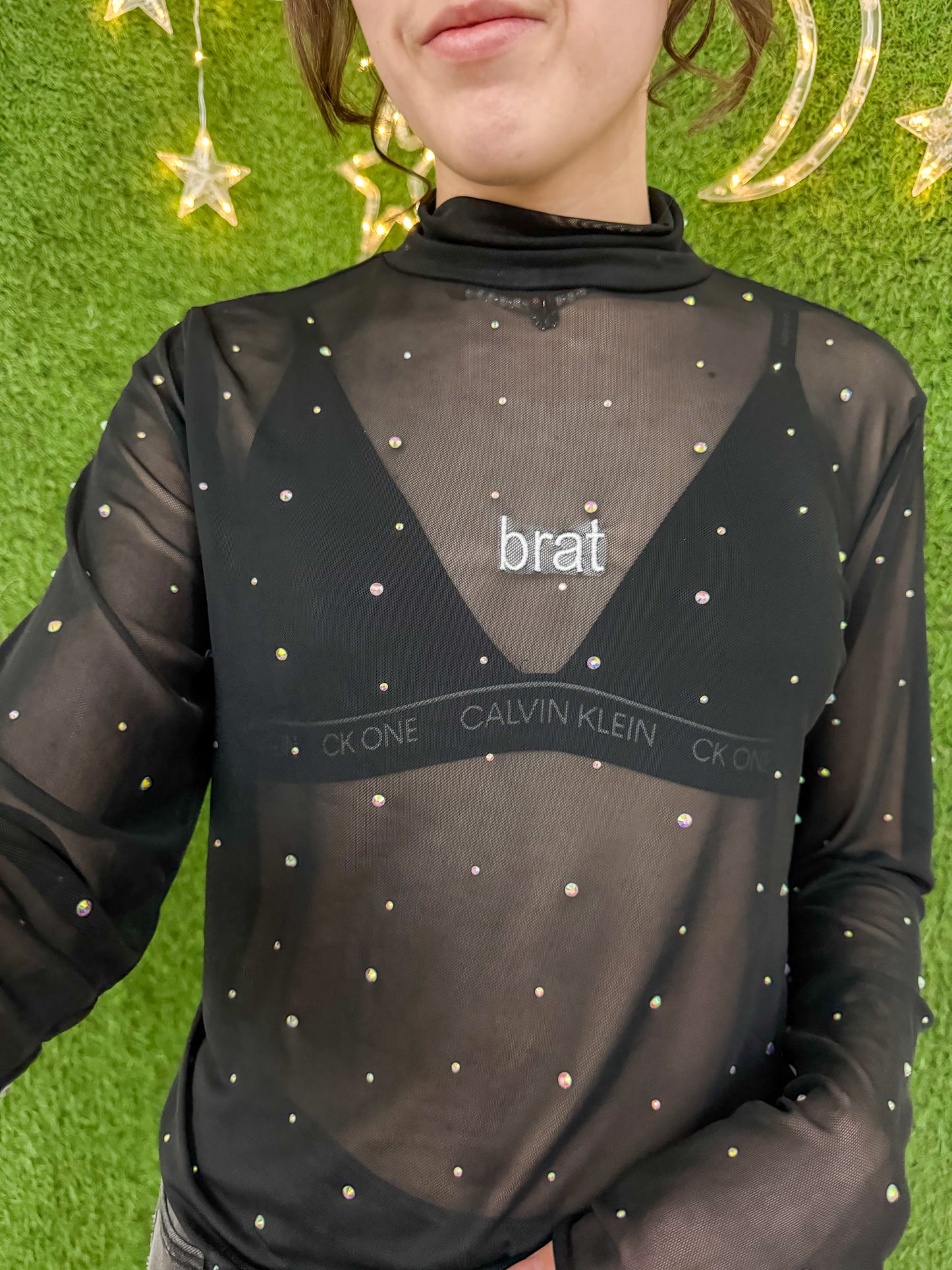 Brat Sheer Bedazzled Long Sleeve M