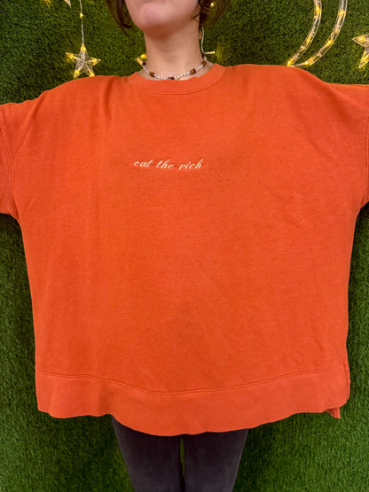 Eat the Rich Orange Crewneck 3XL