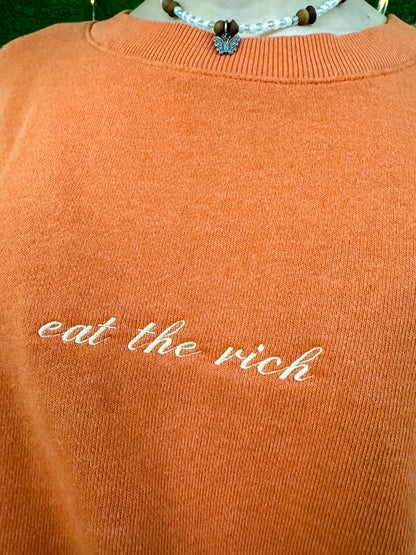 Eat the Rich Orange Crewneck 3XL