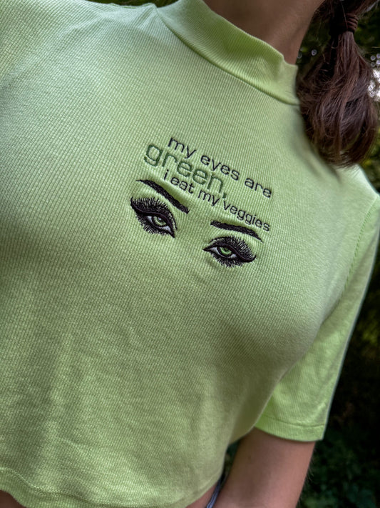 My Eyes Are Green Turtleneck Cropped Tee XL