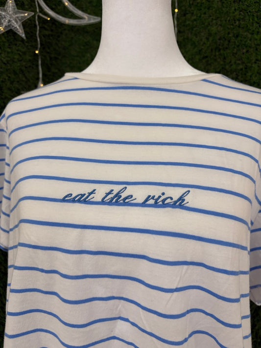 Eat the Rich Striped Cropped Tee 2XL