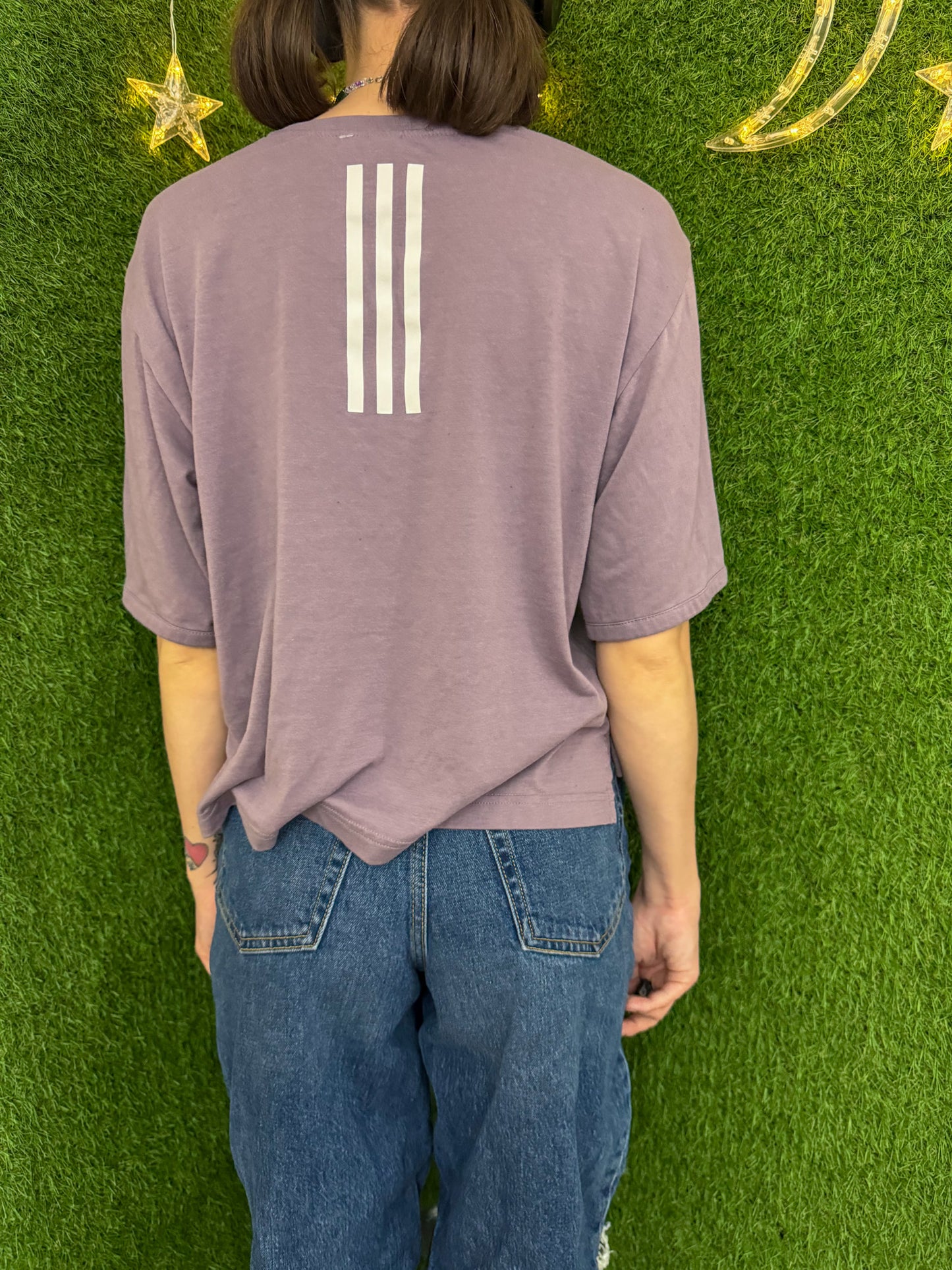 Adidas Floral Cropped Jersey Tee M