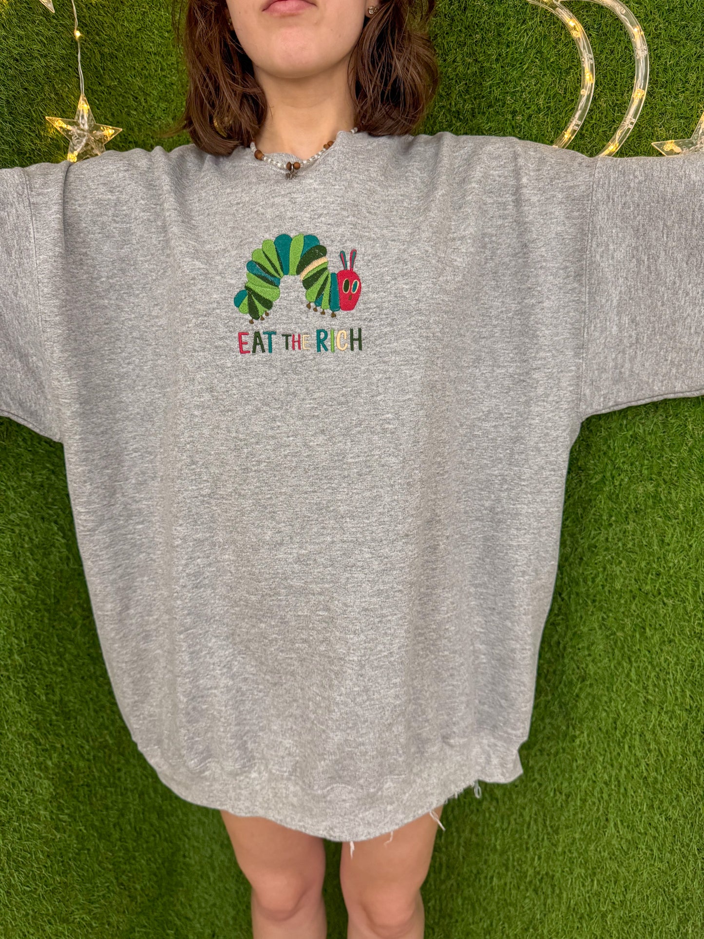 Eat the Rich Grey Crewneck Sweatshirt XL